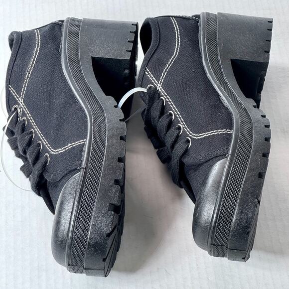 Vintage Y2K 90s Chunky Platform Lug Sole Black Canvas Shoes CL 8.5 Goth Bratz - Picture 7 of 12